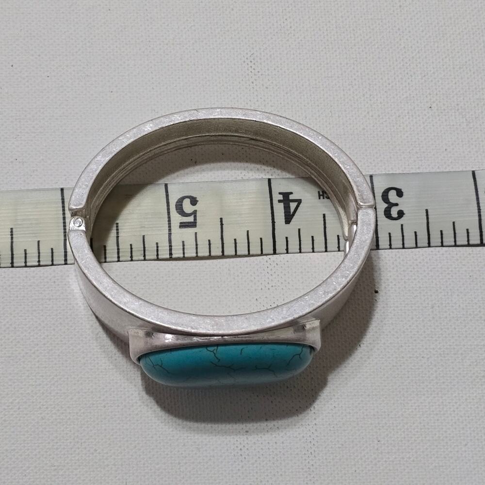 Vintage Turquoise And Silver Statement Large Hing… - image 7